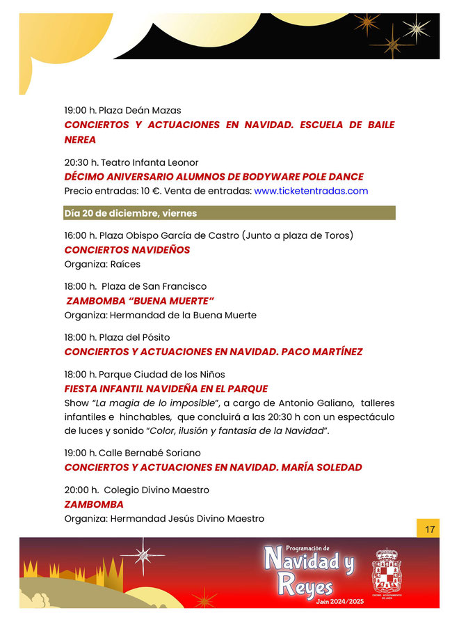 Programa de la Navidad en Jaen