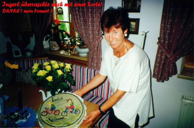 Meine Ingrid bei der Heimkehr von meiner 1.Tour de Lourdes 1997