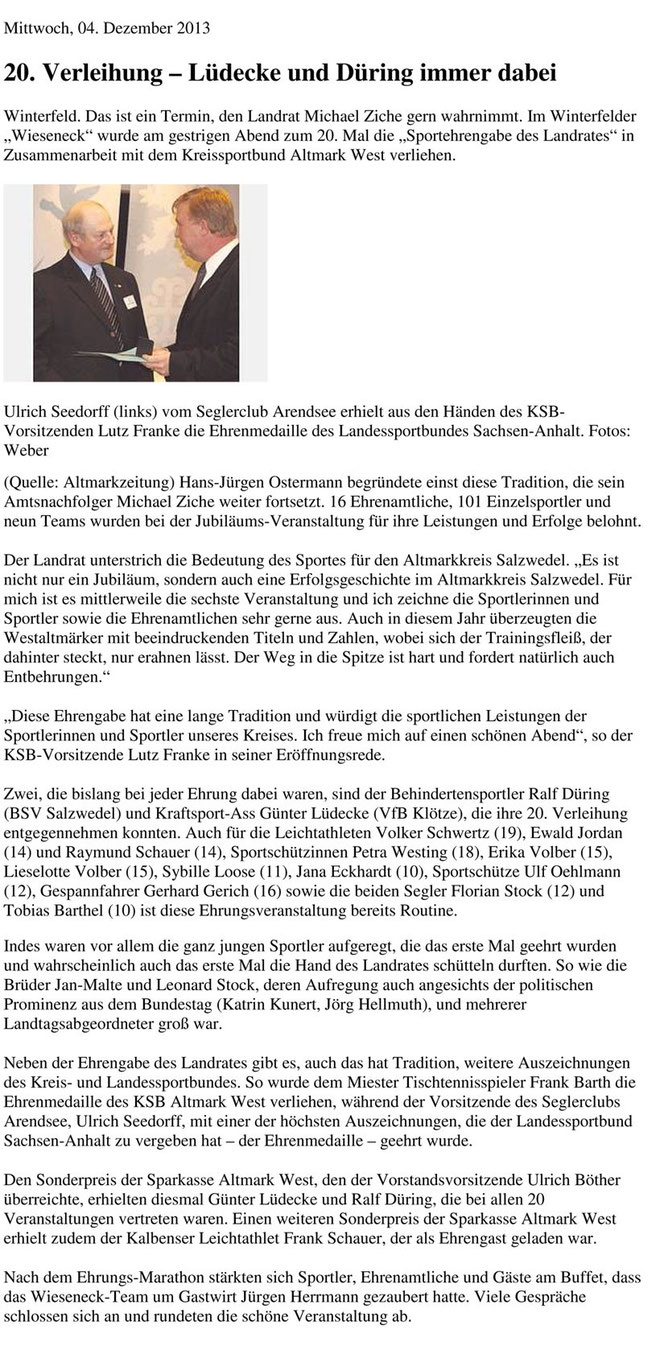 20. Verleihung - Lüdtke und Düring immer dabei