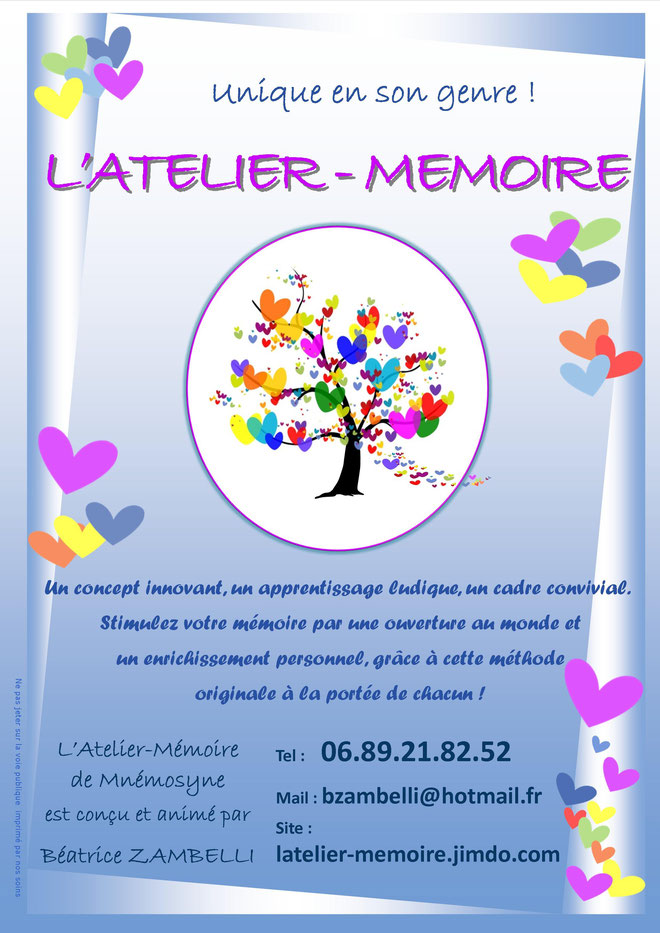 L'Atelier-Mémoire de Mnémosyne, atelier-mémoire vaucluse, atelier-mémoire Béatrice ZAMBELLI