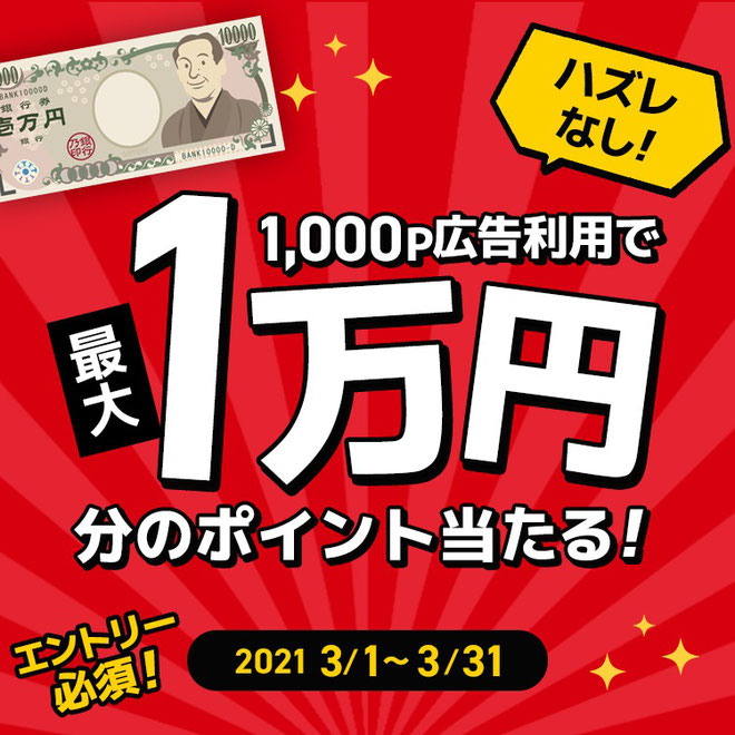 最高1万円が当たるキャンペーンで月収10万円