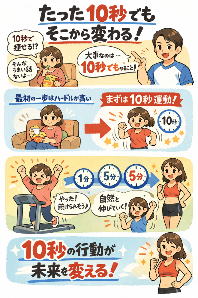 10秒の大切さを謳っているイラスト