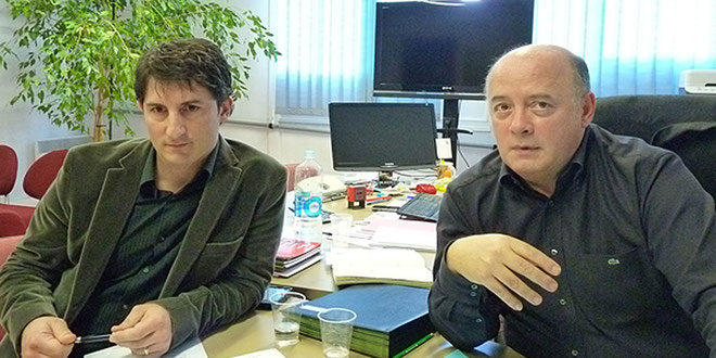 Nicolas Zammatora (à gauche) en compagnie de Bernard Giudicelli, directeur de la Mission locale de Bastia