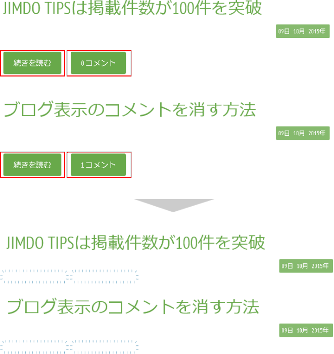 ブログ表示に表示される コメント を削除したい Jimdo ジンドゥー 研究所