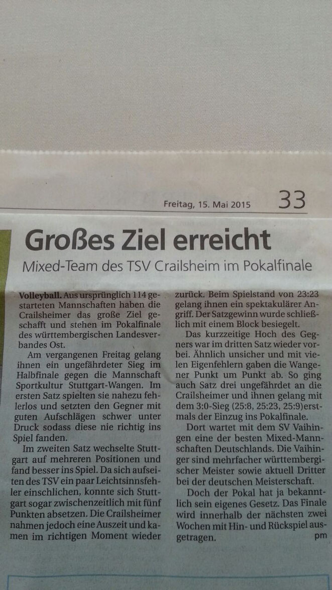 Hohenloher Tagblatt 15.05.2015