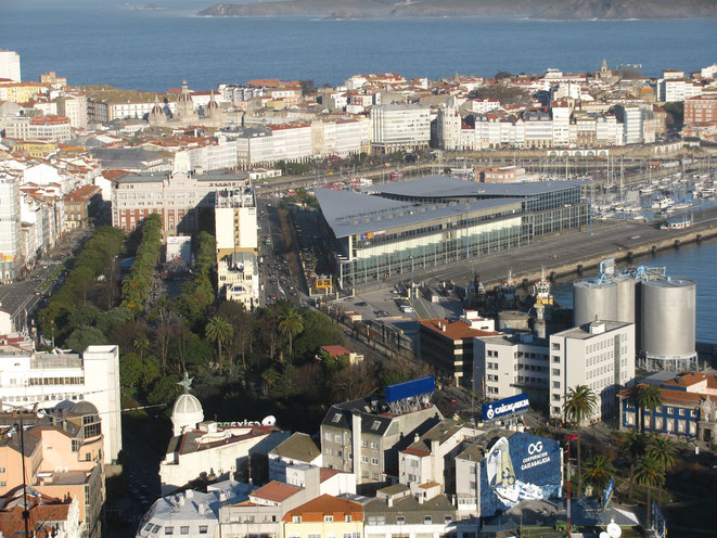Vista aérea dos xardíns de Méndez Núñez en A Coruña