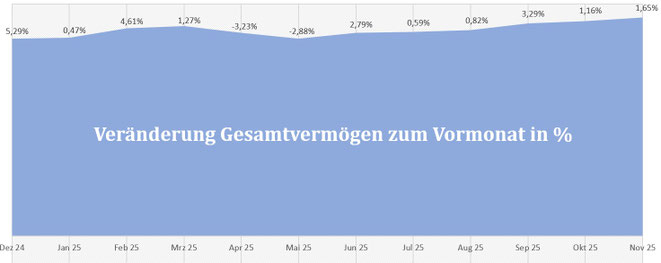 freaky finance, Gesamtvermögen, prozentuale Veränderungen der letzten 12 Monate, Diagramm