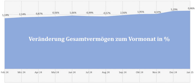 freaky finance, Gesamtvermögen, prozentuale Veränderungen der letzten 12 Monate, Diagramm