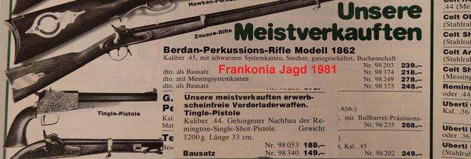 Frankonia verkaufte die Tingle Pistole noch 1981 als erwerbsscheinfrei, obwohl sie schon seit 5 Jahren WBK pflichtig war. 