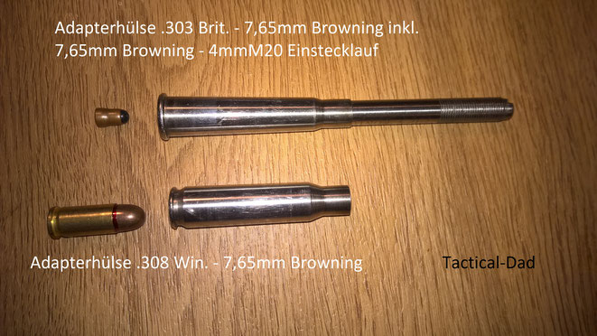 Die Reduzierhülsen .303 British und .308 Win. auf 7,65mm Browning habe ich sehr viel auf Kleinkaliber Ständen verwendet. 
