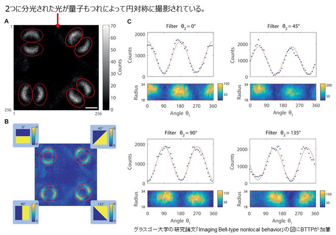 単一画像のイメージ（グラスゴー大学の研究論文「Imaging Bell-type nonlocal behavior」の図にBTTPが補足）