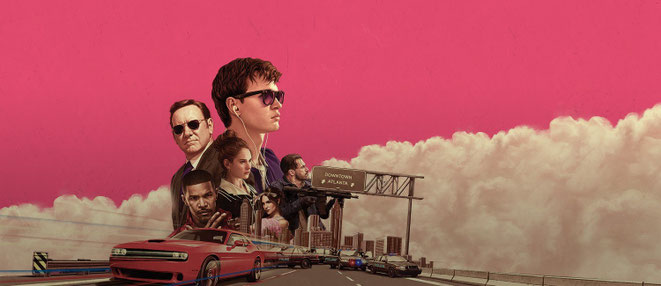 Un'immagine tratta da Baby Driver, film con Ansel Elgort, Kevin Spacey, Lily James, Eiza Gonzalez, Jon Hamm e Jamie Foxx