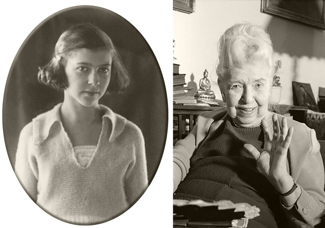 Left: Mária Szepes as a child actor. Source: https://www.szepesmariaalapitvany.hu/szepes-maria.html. Right: Mária Szepes in Budapest, 1992. Photo: Kertész Dániel (*1963). Licensed under the Creative Commons Attribution-Share Alike 2.5 Generic license.