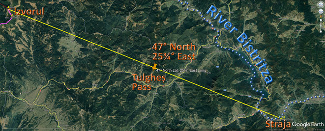 47° North, 25°45" is NOT the point of disembarkation, but of the border crossing