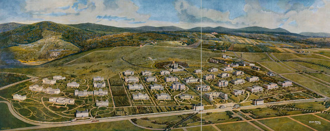 View of the hospital grounds. Painting by Erwin Pendl, 1907