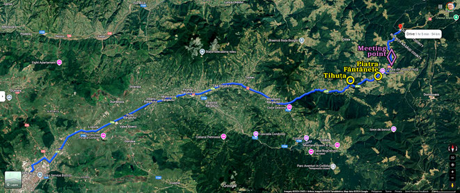 From Bistritz to the meeting point at the eastern end of the Borgo Pass: ca. 49 km