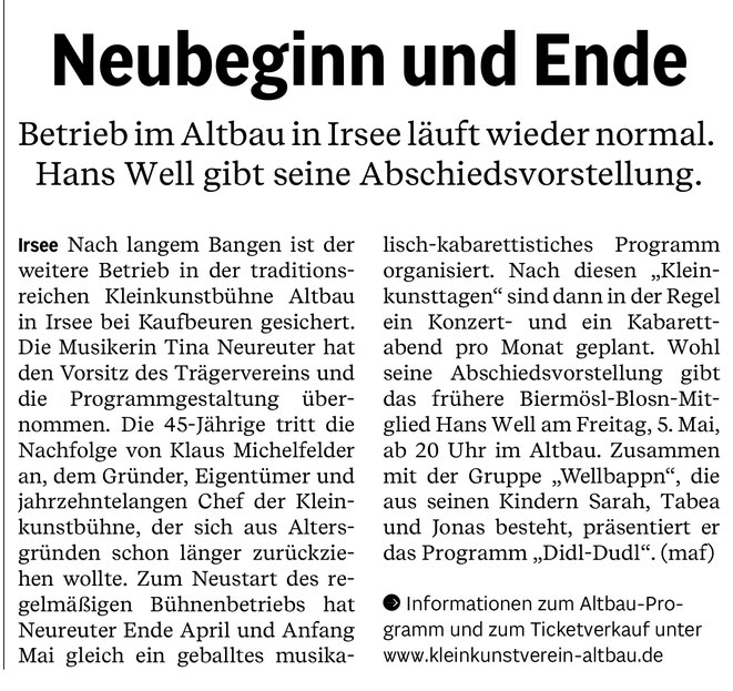 Kleinkunstverein Altbau e.V. - Presse