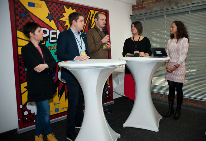 From left: Solana Larsen, Edgar Schlummer, David Jinjikhadze, Ceren Unal and Rinalia Abdul Rahim at the EUth Open Summit. Photo by Vytautas Vaiceliunas