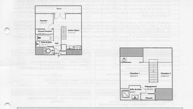 plan de l'appartement avec les 2 niveaux