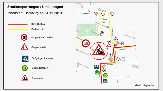 Grafik Straßensperungen / Umleitungen zum Vergrößern!