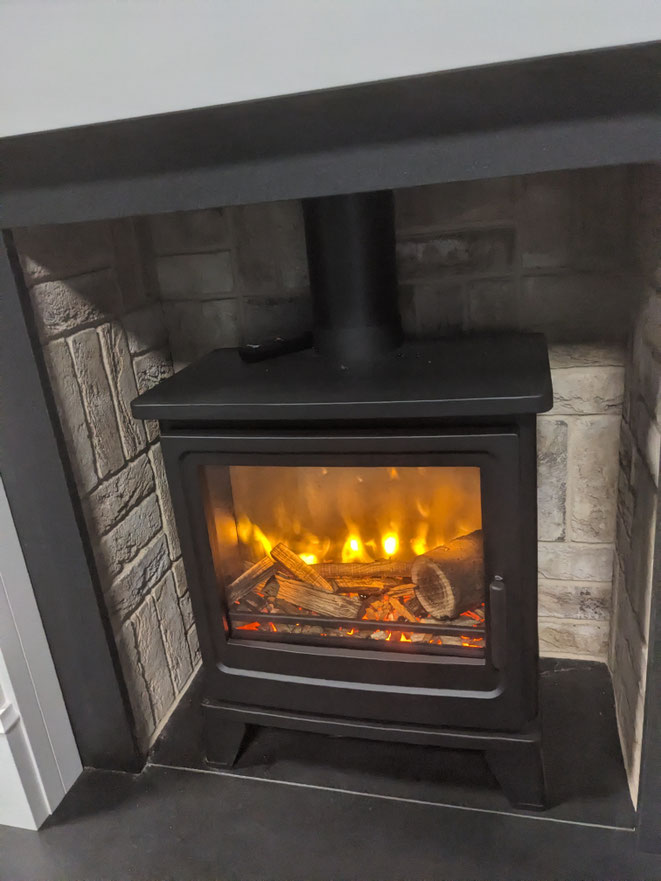 Comforting image of a fireplace chamber set in basket weave pattern