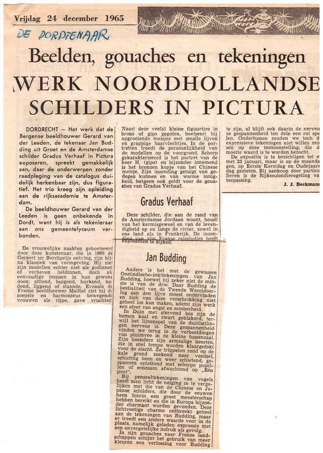 Jan Budding recensie Pictura expo Dordrecht 1965.