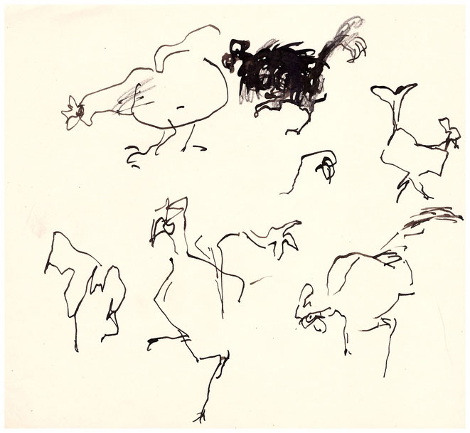 Jan Budding o.i. inkt schets '('70-80).