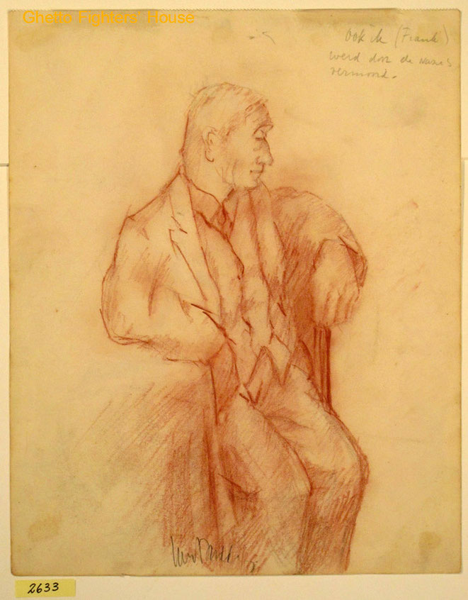 Jan Budding conté tekening '39 van door Duitsers in '40 vermoorde Julius Frank.