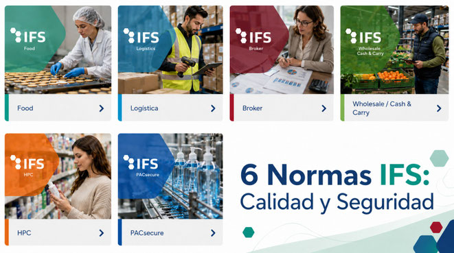 Ofrecemos presupuestos personalizados para la implantación y auditoría de IFS Food, Logistics, Broker, Wholesale Cash & Carry, HPC y PACsecure en empresas de la Comunidad Valenciana y Albacete. 6 normas IFS.