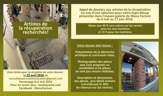 appel de dossier -artisan récupérateur - Manu Factum