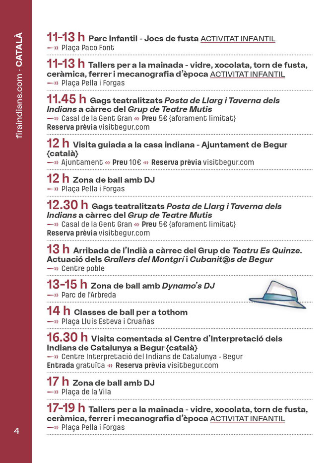 Programa de la Fira d Indians en Begur