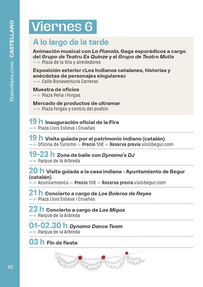 Programa de la Fira d Indians en Begur