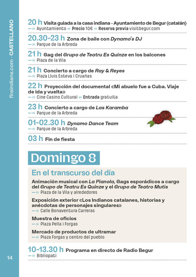 Programa de la Fira d Indians en Begur