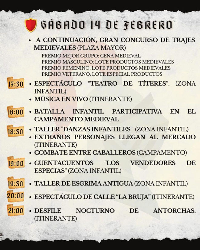 Programa del Mercado Medieval de Chinchon