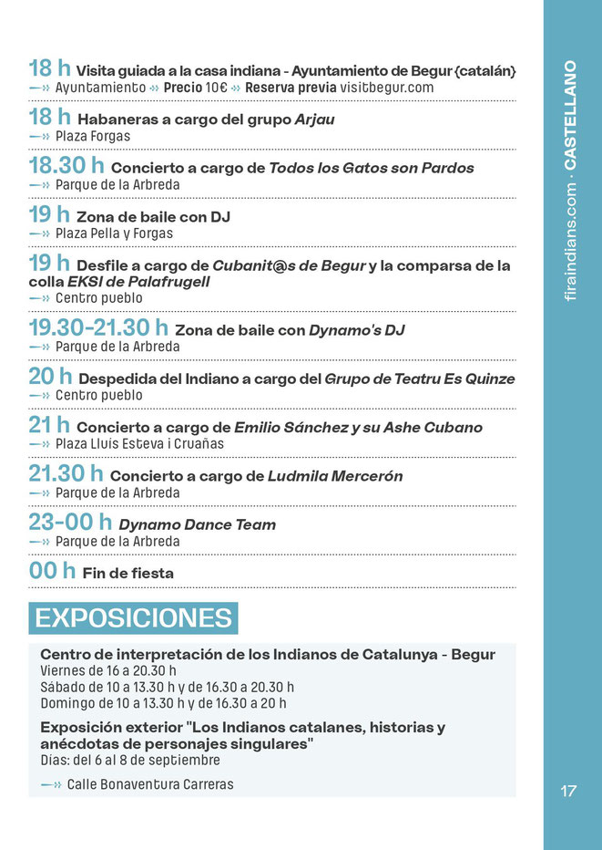 Programa de la Fira d Indians en Begur
