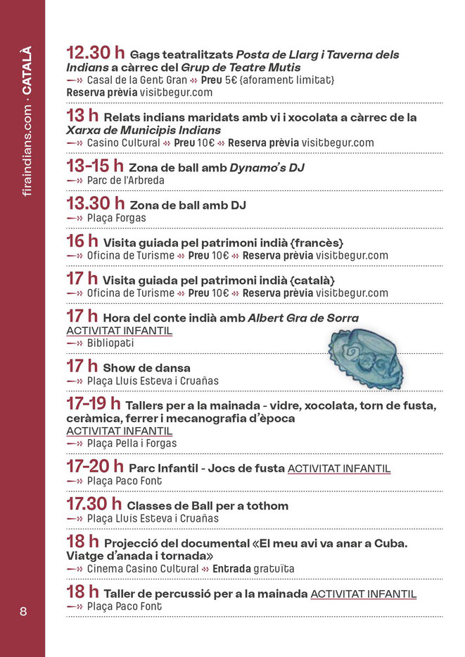 Programa de la Fira d Indians en Begur