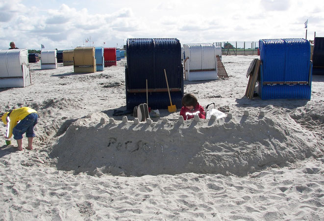 North Sea beach - you need the massive beach chairs to protect yourself from the chilly wind