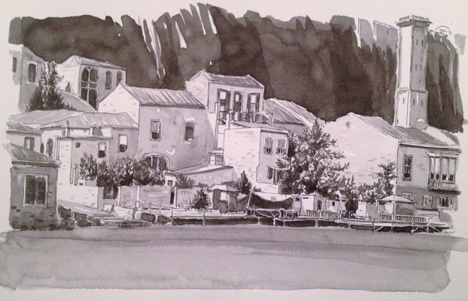 Karataş District, İzmir. Ink pen and brush on paper, 2014