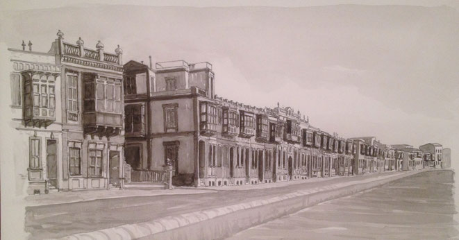 Kordon, İzmir. Ink pen and brush, 2014
