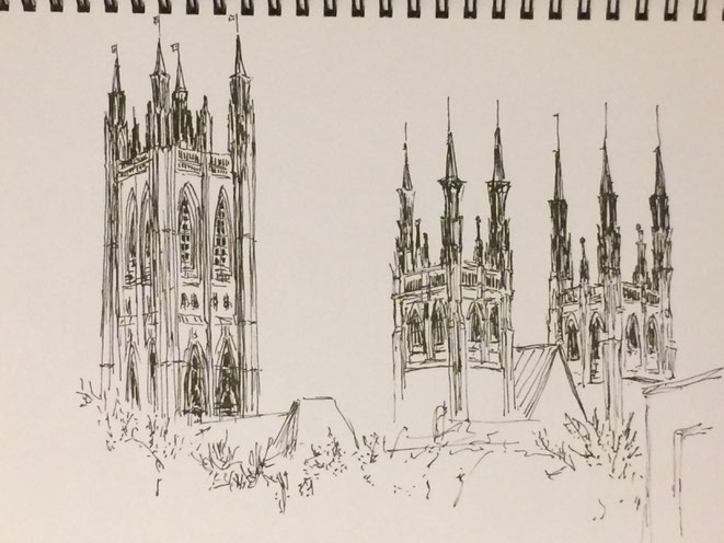 Canterbury Cathedral, ink pen (2017)