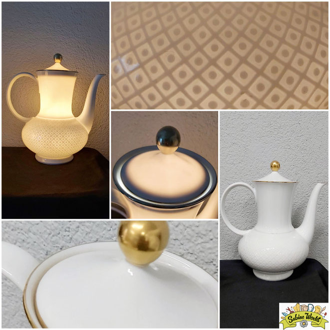 Kaffeekanne Kaffeekannenlampe Lampe weiß elegant orientalisch Licht indirekt dezent besonders