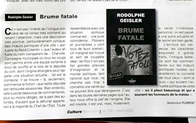 Article critique paru dans la revue "Culture Normande" n° 70 de mars 2022