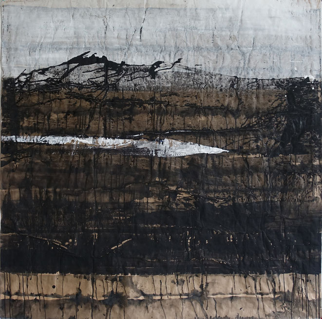 "19-082" - Acrylique/krafts encollés, 150 x 150 cm, 2019