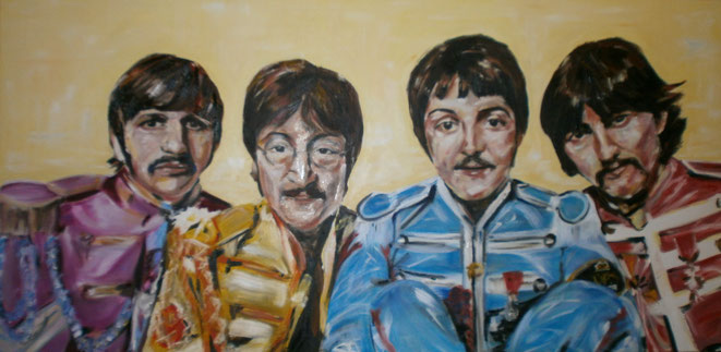 03-Olieverf op 3D doek 120 x 60 cm, The Beatles