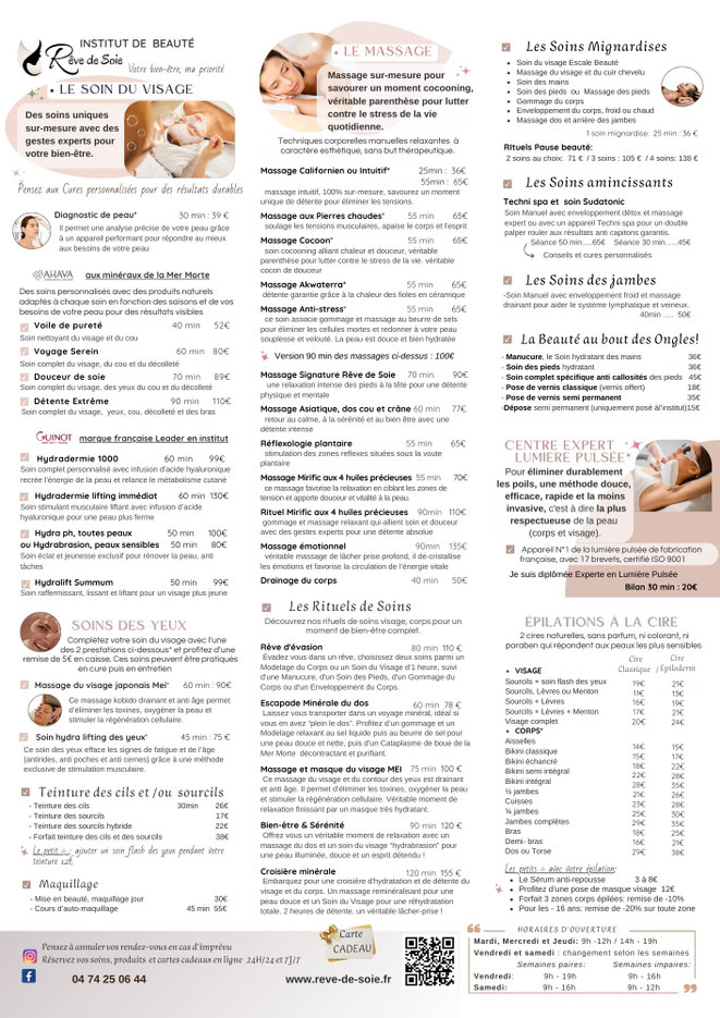 carte cadeau soin de beauté tarifs institut salon esthéticienne ceyzeriat
