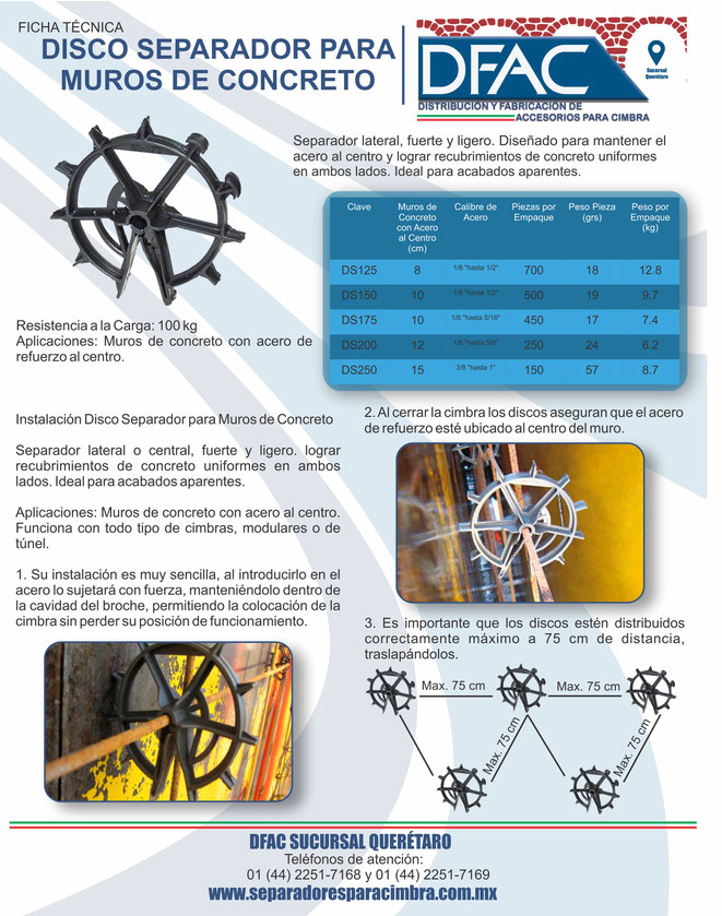 Venta de discos separadores para cimbra