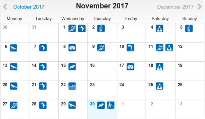 freaky routine, tägliche Übungen, Projekt 100, runtastic, Statistik Novembe 2017