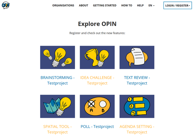 "Getting started" on OPIN.me