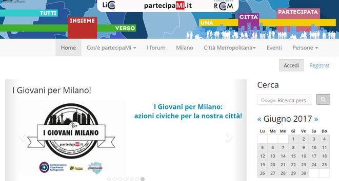 Section "I giovani per Milano" dedicated to youth action on the PartecipaMi website. Credit: Irene Dominioni