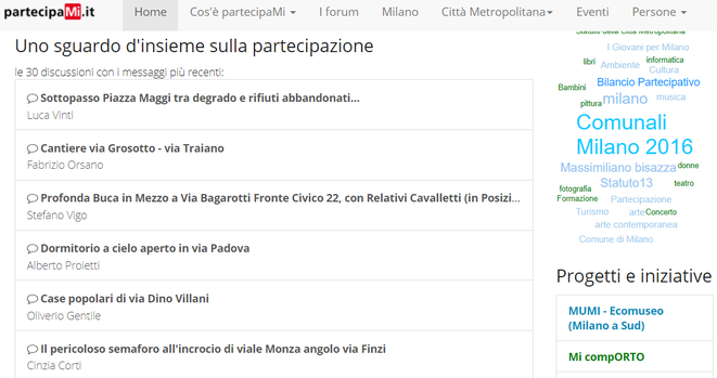 An overview of the discussions initiated by users on the PartecipaMi website. Credit: Irene Dominioni